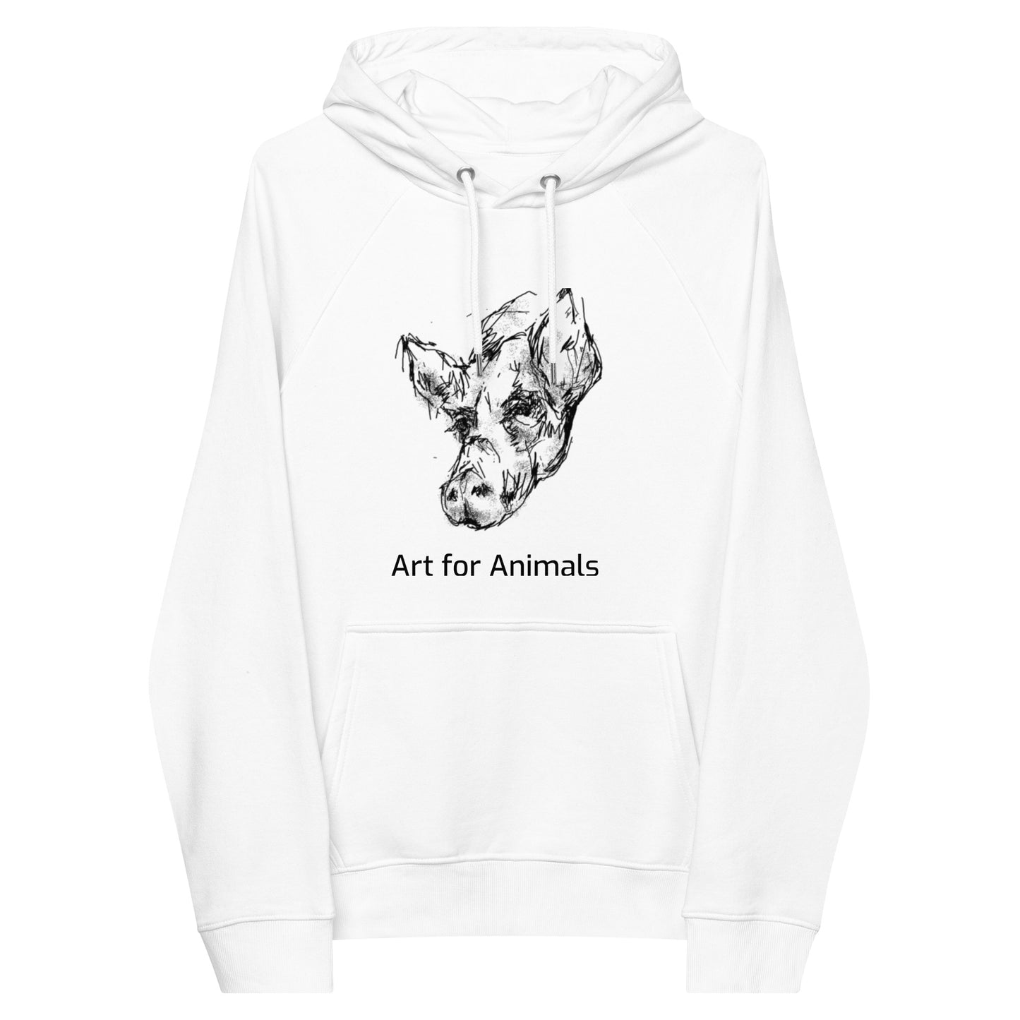 Unisex eco hoodie, Sadie the Pig (with wording)